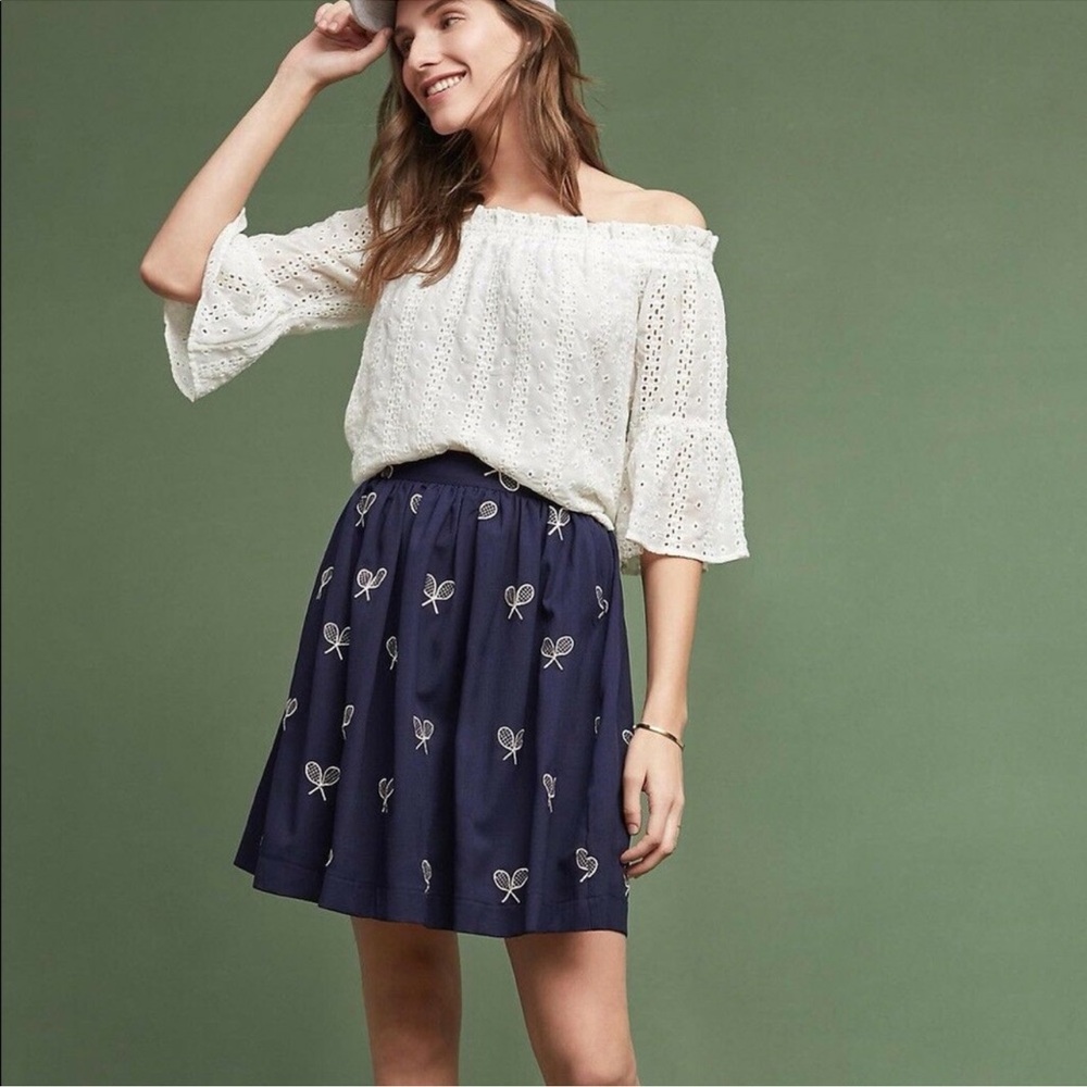 Anthropologie Floreat Angelique Eyelet Off the Shoulder Blouse Size L